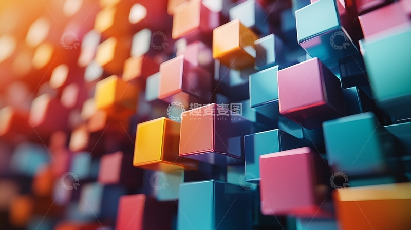 高清大图下载【趣麦麦图】彩色方块堆叠