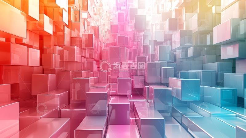 高清大图下载【趣麦麦图】彩色立方体排列场景