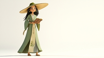 穿着长袍的卡通女孩