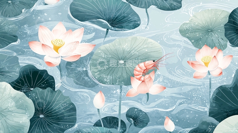 高清大图下载【趣麦麦图】水墨荷花