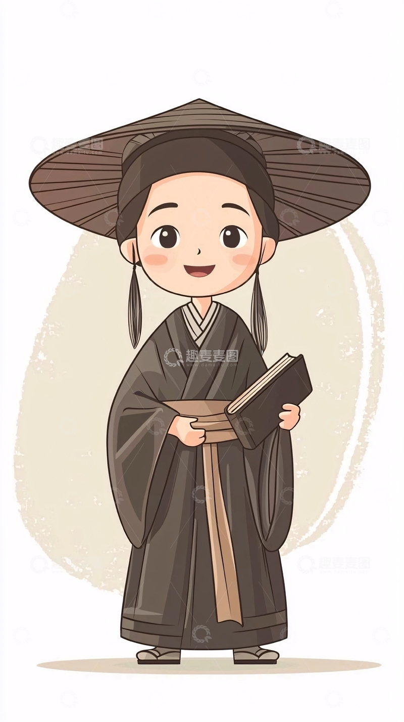 高清大图下载【趣麦麦图】卡通古代书生