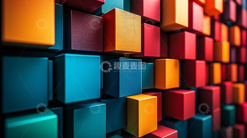 高清大图下载【趣麦麦图】彩色立方体堆叠