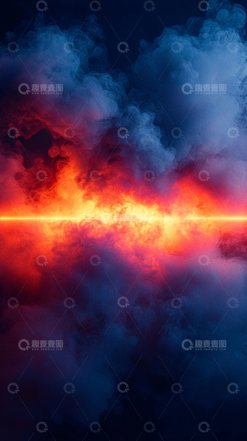 高清大图下载【趣麦麦图】暗红火光云层天空