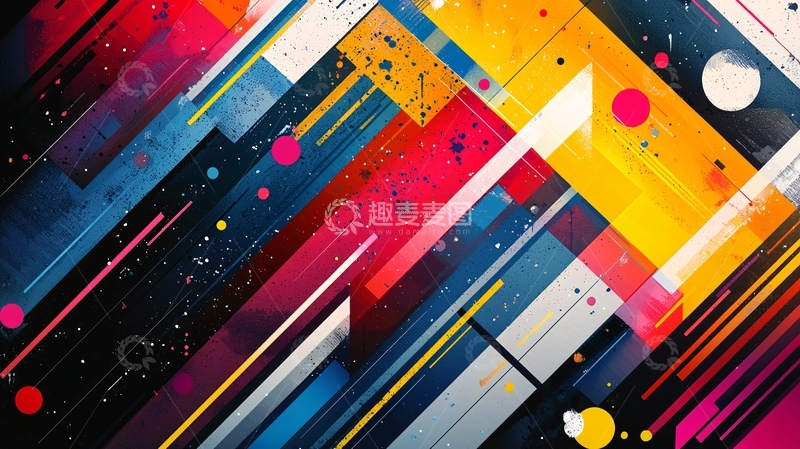 高清大图下载【趣麦麦图】抽象彩色线条背景