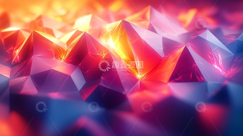高清大图下载【趣麦麦图】多边形彩色水晶背景