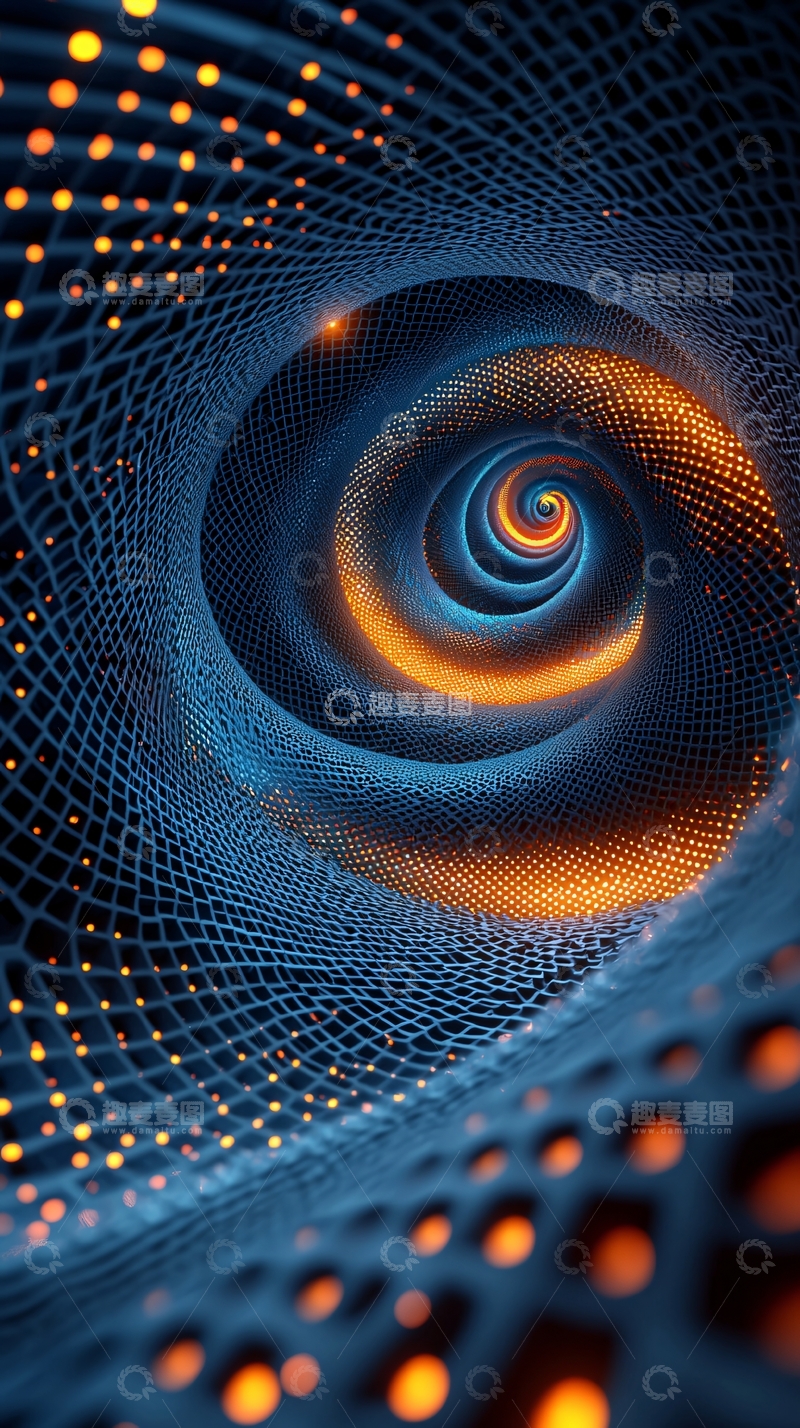 高清大图下载【趣麦麦图】蓝色橙色螺旋