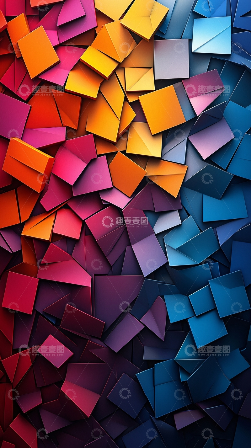 高清大图下载【趣麦麦图】彩色纸片堆叠图案