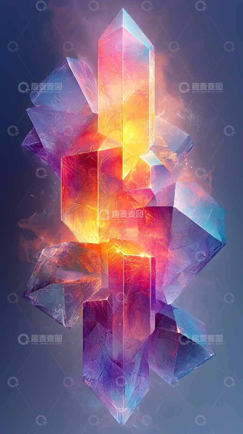 高清大图下载【趣麦麦图】彩色晶体簇