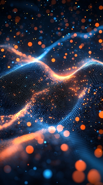 蓝色和橙色粒子波