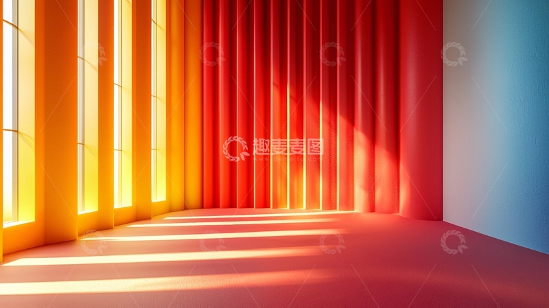 高清大图下载【趣麦麦图】阳光照射下的红色墙壁