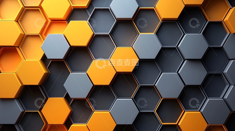 高清大图下载【趣麦麦图】橙黑蜂巢结构