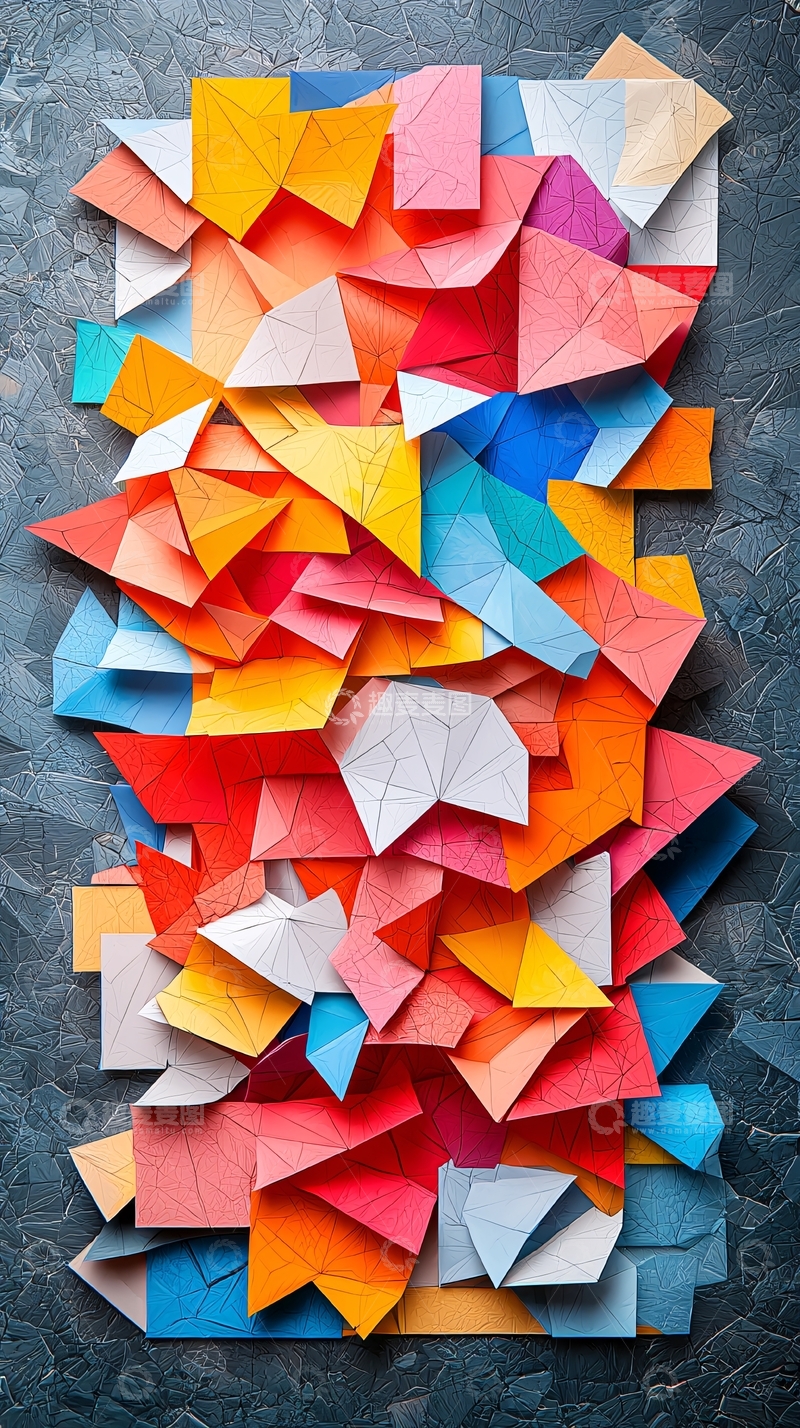 高清大图下载【趣麦麦图】彩色几何纸片堆叠