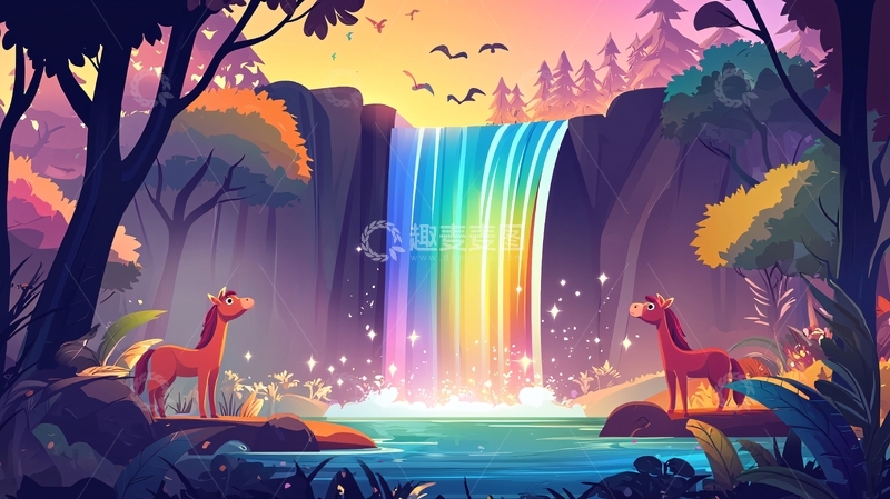 高清大图下载【趣麦麦图】彩虹瀑布