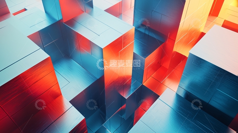 高清大图下载【趣麦麦图】金属质感几何体抽象背景