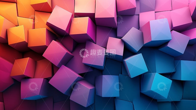 高清大图下载【趣麦麦图】彩色立方体堆叠