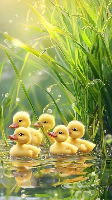 小鸭子在水里嬉戏