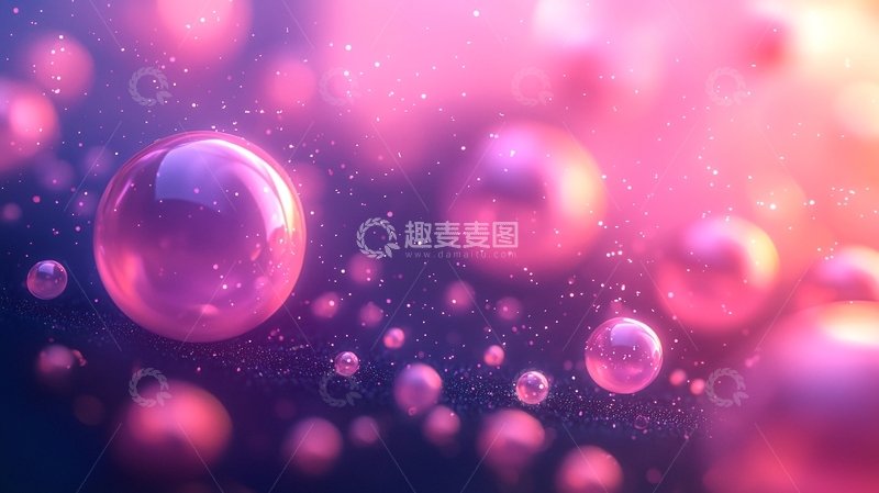 高清大图下载【趣麦麦图】粉色梦幻泡泡背景