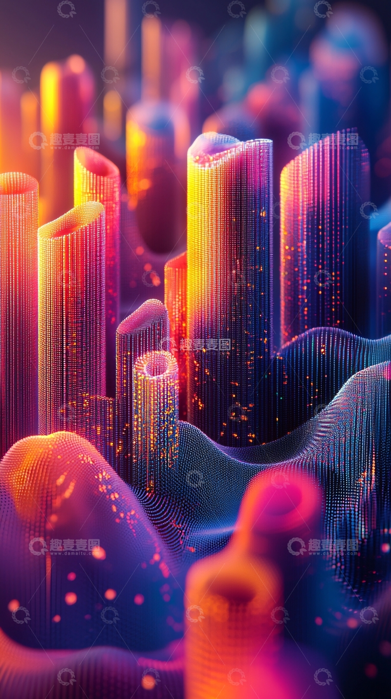 高清大图下载【趣麦麦图】抽象彩色柱状体