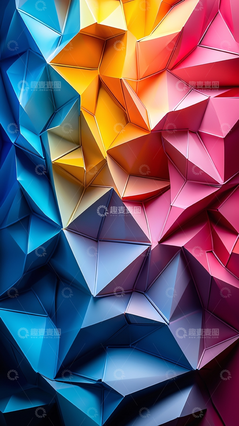 高清大图下载【趣麦麦图】彩色几何多边形背景