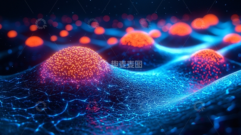高清大图下载【趣麦麦图】蓝色背景上的橙色球体