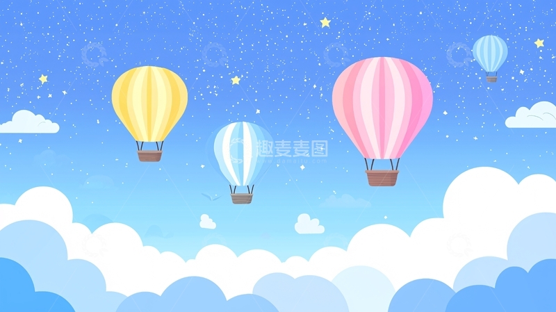 高清大图下载【趣麦麦图】卡通热气球