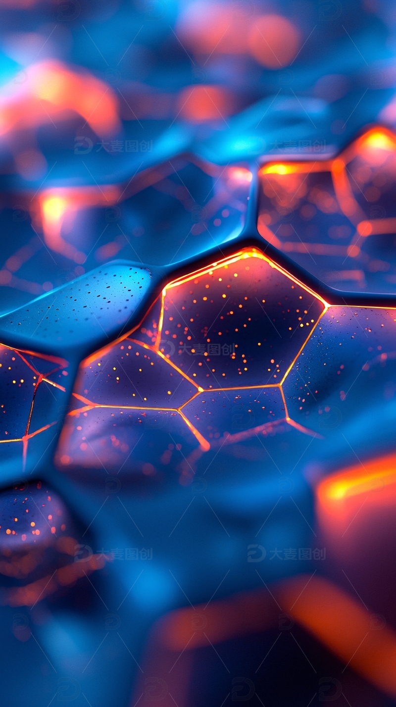 高清大图下载【趣麦麦图】蓝色橙色蜂窝结构