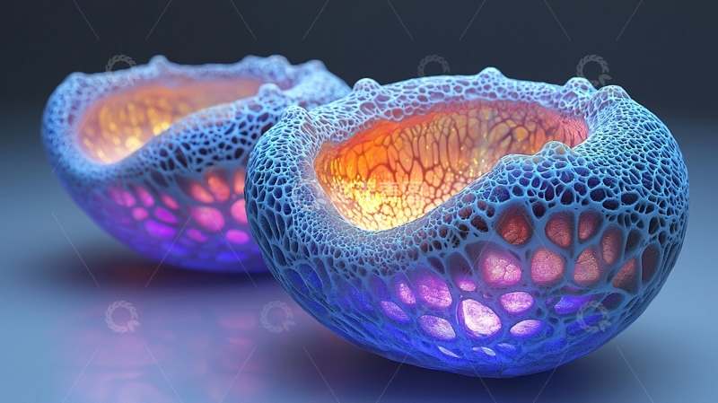 高清大图下载【趣麦麦图】发光网格状有机球体