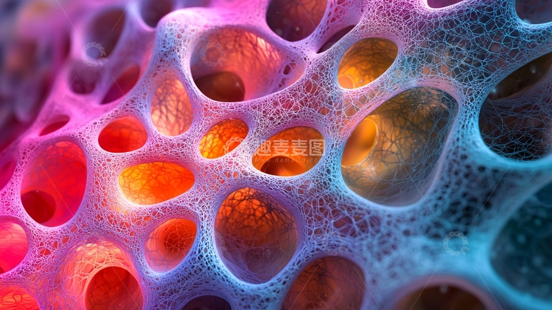 高清大图下载【趣麦麦图】彩色多孔骨骼结构