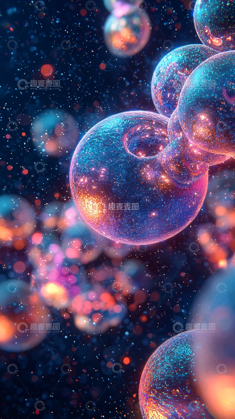 高清大图下载【趣麦麦图】炫彩粒子链式结构