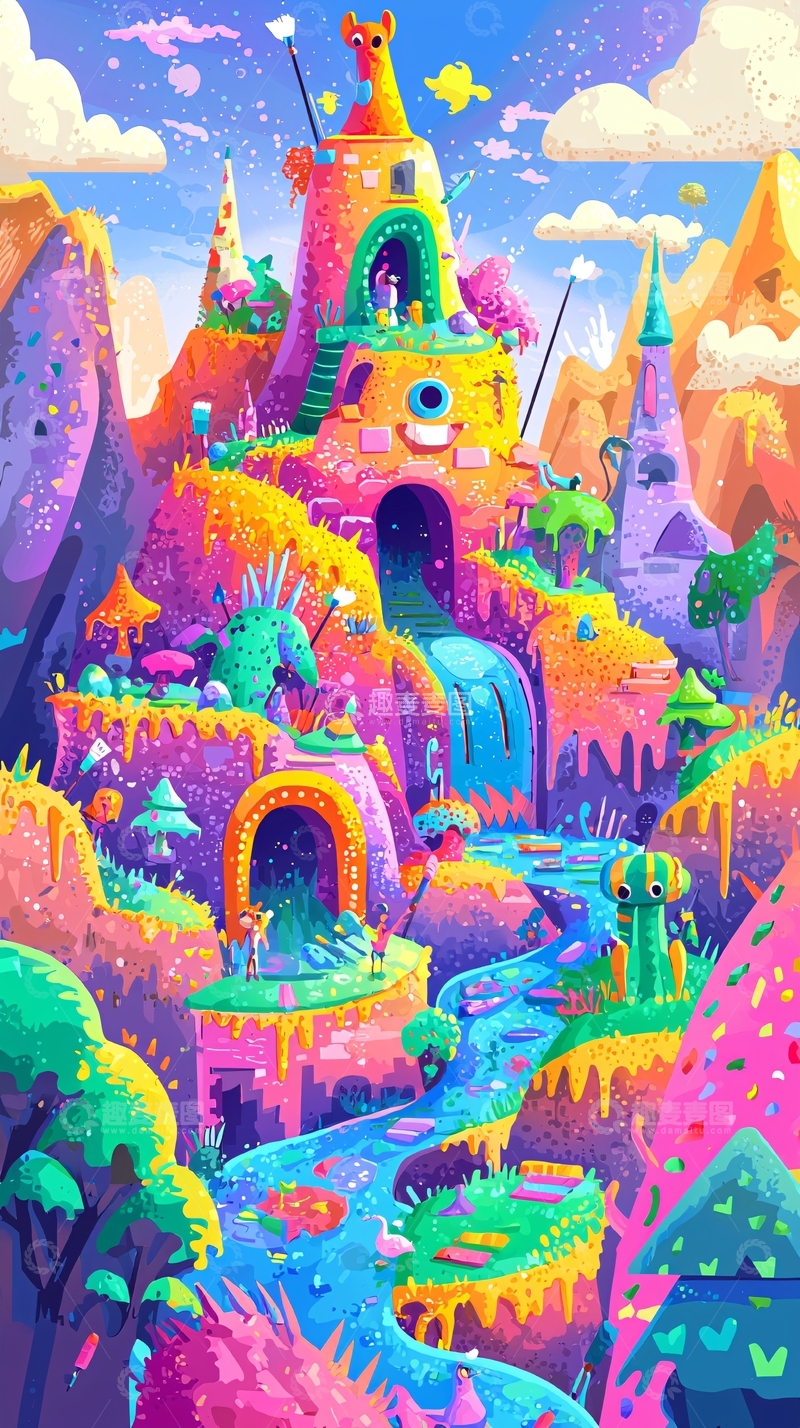高清大图下载【趣麦麦图】彩虹糖果山