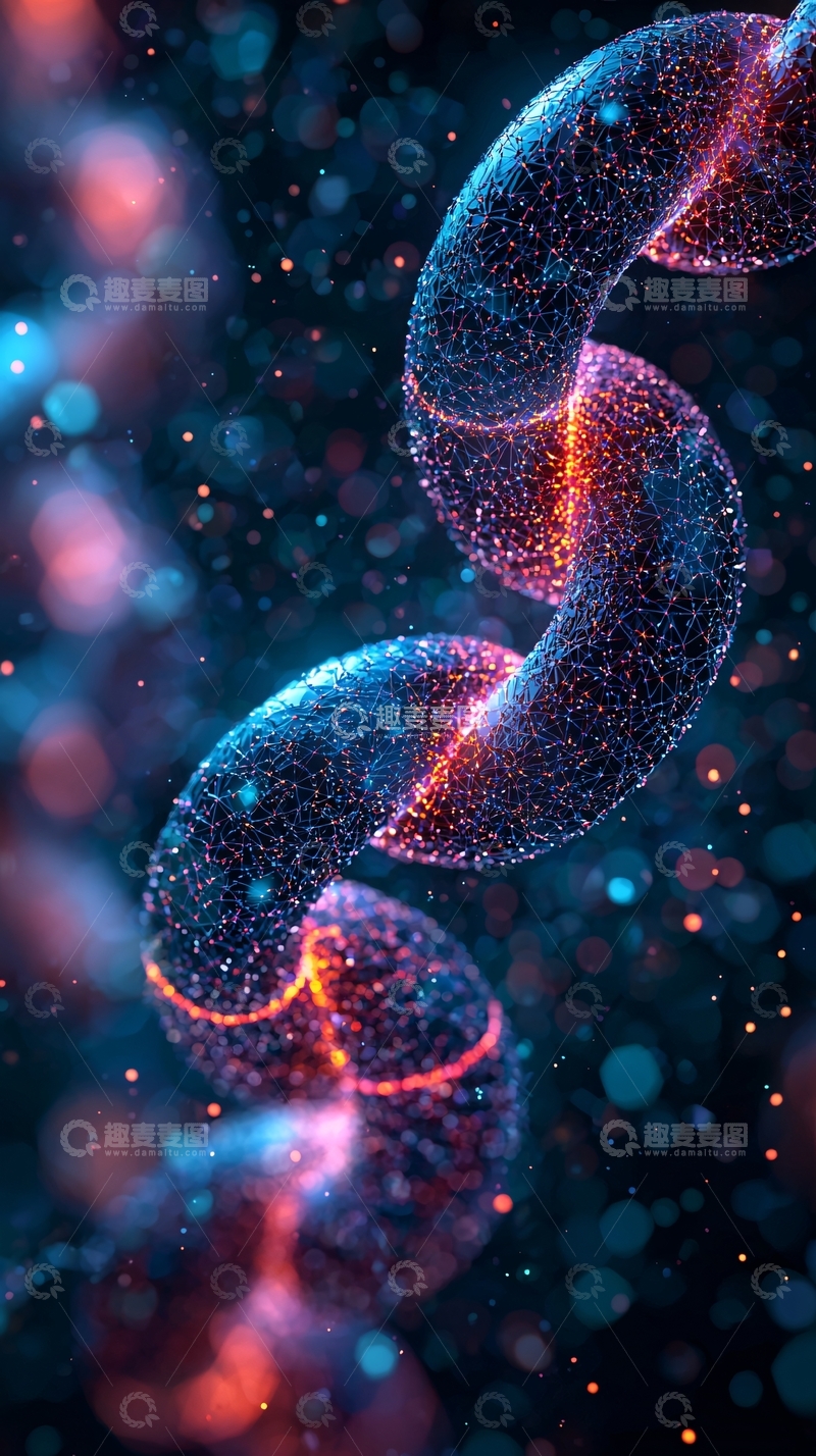 高清大图下载【趣麦麦图】闪耀的粒子链条