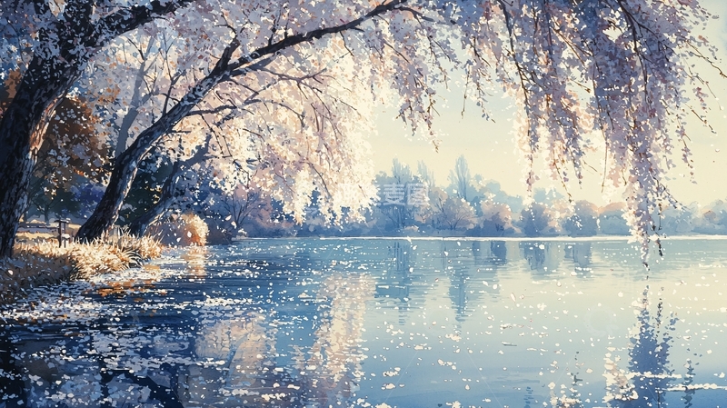 高清大图下载【趣麦麦图】冬季湖泊雪景