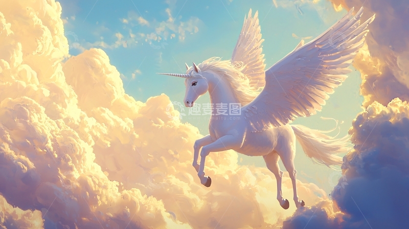 高清大图下载【趣麦麦图】飞翔的独角兽