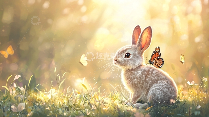 高清大图下载【趣麦麦图】阳光下的小兔子