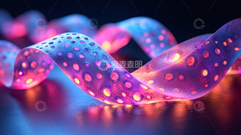 高清大图下载【趣麦麦图】梦幻紫色粉色丝带灯带