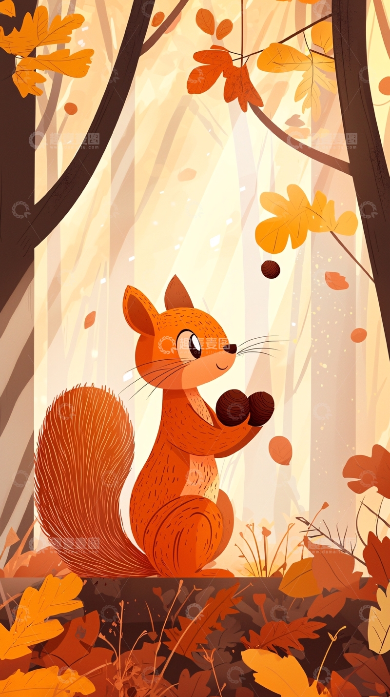 高清大图下载【趣麦麦图】秋天森林小松鼠