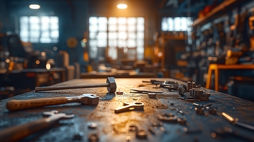 工具台上散落的五金零件