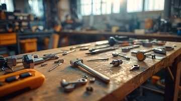 工作台上摆放的工具