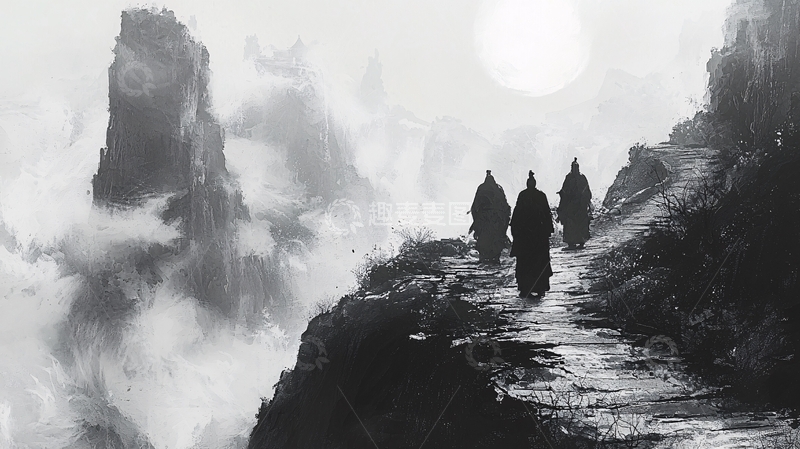 高清大图下载【趣麦麦图】山水水墨人物远景