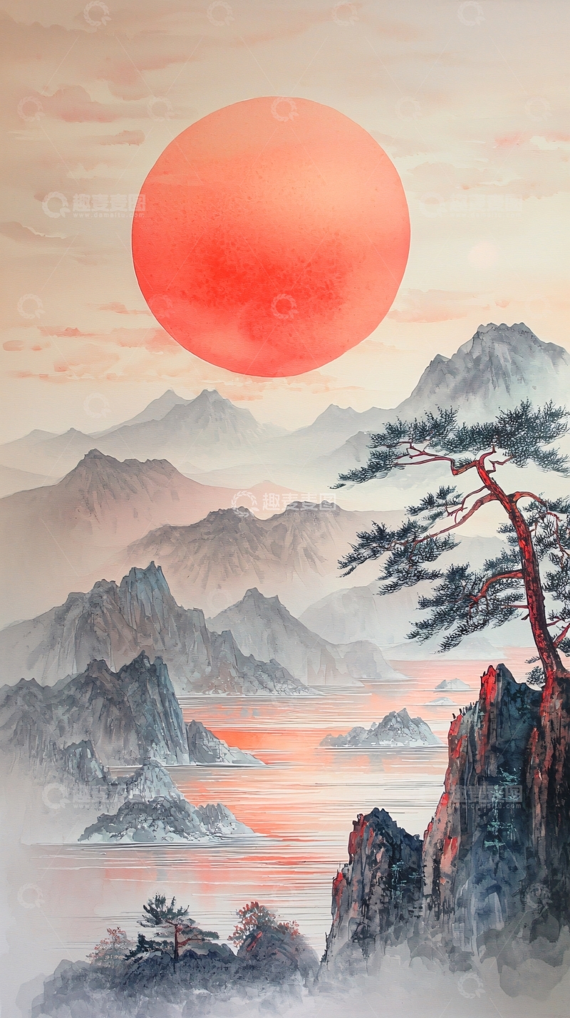 高清大图下载【趣麦麦图】水墨山水画507