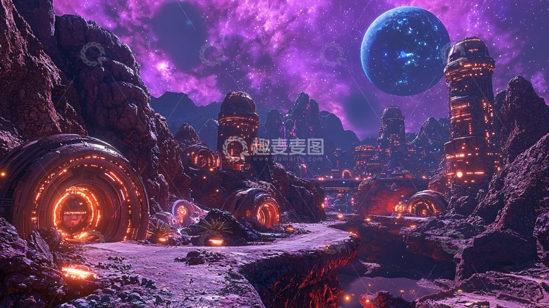高清大图下载【趣麦麦图】外星星球科幻城市景观