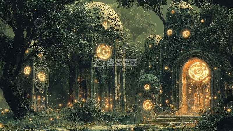 高清大图下载【趣麦麦图】神秘森林古建筑