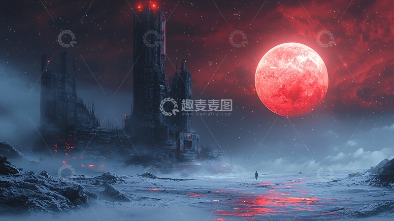 高清大图下载【趣麦麦图】血月下的哥特式废墟