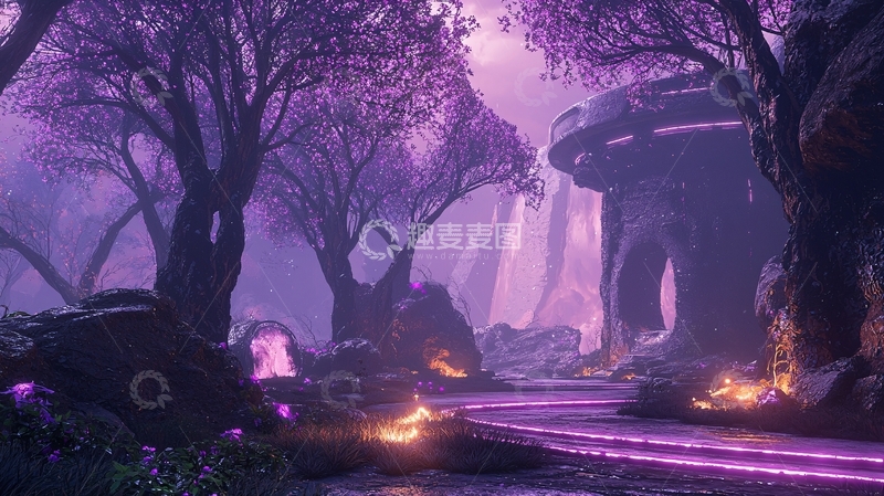 高清大图下载【趣麦麦图】紫色森林