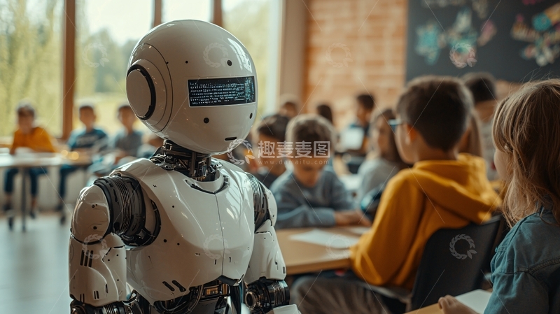 高清大图下载【趣麦麦图】机器人教师课堂教学
