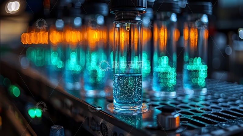 高清大图下载【趣麦麦图】蓝色试剂试管排列