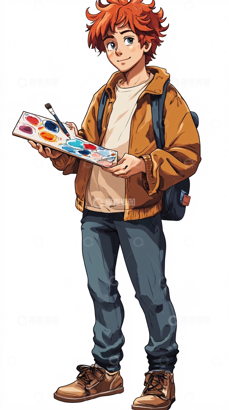 高清大图下载【趣麦麦图】绘画少年