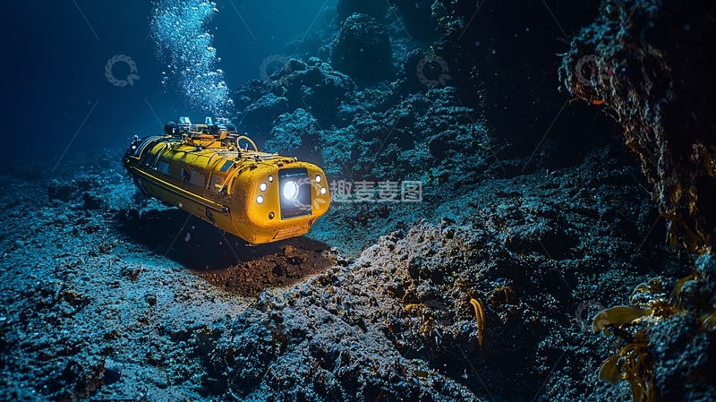 高清大图下载【趣麦麦图】深海探测器海底作业