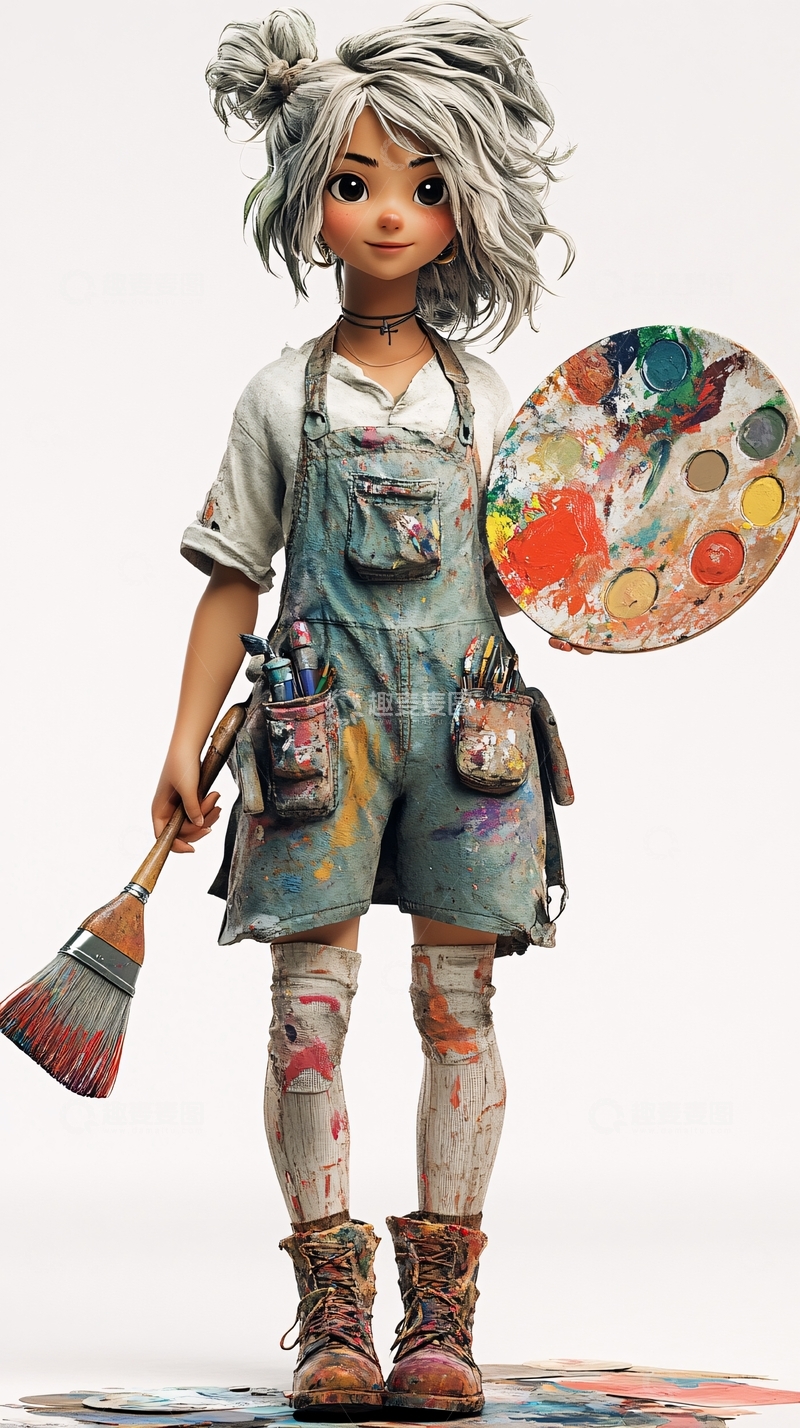 高清大图下载【趣麦麦图】穿着工作服的女孩