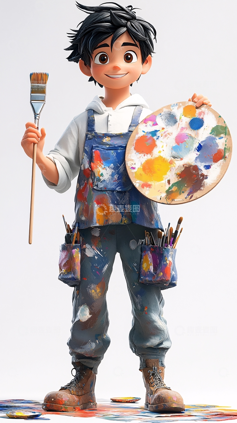 高清大图下载【趣麦麦图】绘画少年